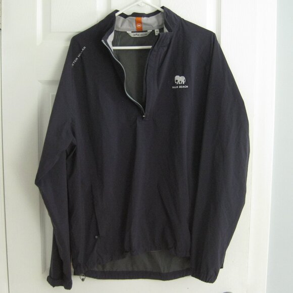 Peter Millar Navy Shield Half-Zip Rain Shell Size XL Lightweight Pullover Jacket - Picture 1 of 9